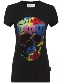 Футболка с декором Skull и стразами Philipp Plein, черный