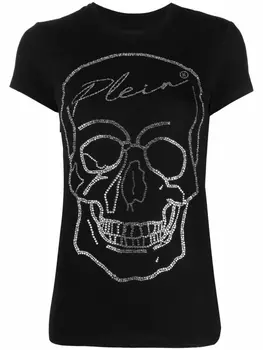 Футболка с декором Skull Philipp Plein, черный