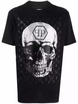 Футболка с декором Skull Philipp Plein, черный