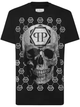 Футболка с декором Skull Philipp Plein, черный