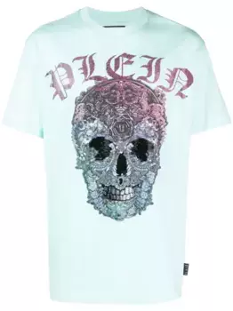 Футболка с декором Skull Philipp Plein, синий