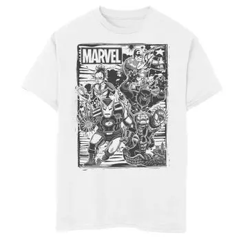 Футболка с деревянным рисунком и обложкой комиксов Marvel Avengers для мальчиков 8–20 лет Licensed Character