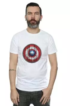 Футболка с деревянным щитом «Капитан Америка» Marvel, белый