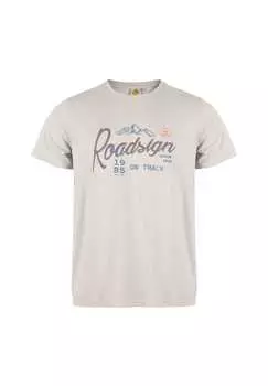 Футболка с динамичным принтом дорожных знаков для спортивного стиля Roadsign Australia, бежевый