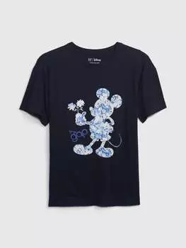 Футболка с диснеевским принтом Микки Мауса и вышитым логотипом Gap, цвет dark blue