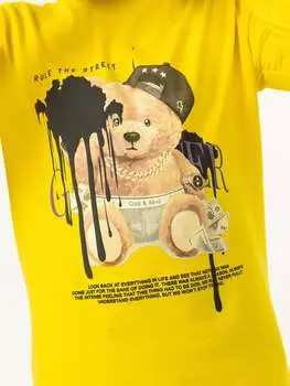 ФУТБОЛКА С ДЛИННЫМ РУКАВОМ И МЕДВЕДЕМ Noizz, желтый