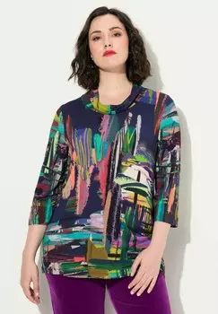 Футболка с длинным рукавом ABSTRACT LANDSCAPE 3/4 SLEEVE TEE Ulla Popken, темно-синий