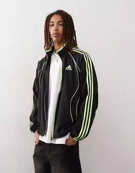 Футболка с длинным рукавом Adidas Originals Teamgeist черного и лаймового цветов