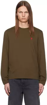 Футболка с длинным рукавом Ami de Coeur коричнево-красного цвета AMI Paris