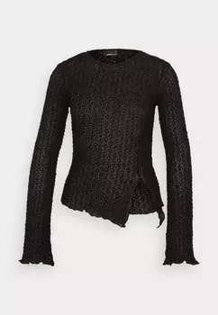 Футболка с длинным рукавом Asymmetric Gina Tricot, черная (9000)