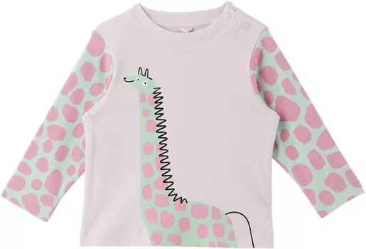 Футболка с длинным рукавом Baby Pink Giraffe Stella McCartney