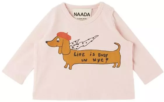 Футболка с длинным рукавом Baby Pink Life In NYC Ярко-розовый nadadelazos