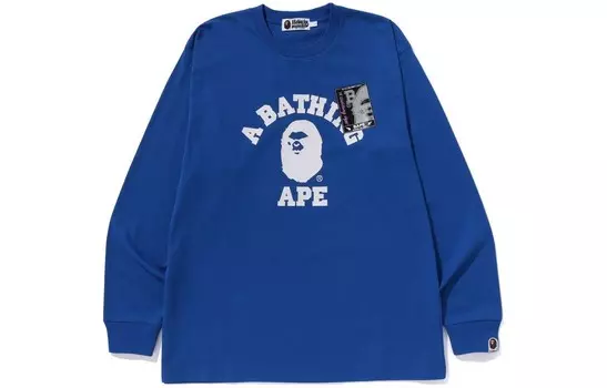 Футболка с длинным рукавом BAPE Mad Face College A Bathing Ape, синий