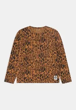 Футболка с длинным рукавом Basic Leopard Tee Unisex Mini Rodini, бежевый