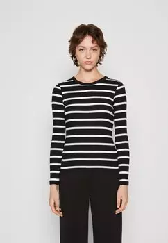 Футболка с длинным рукавом BASIC LONG SLEEVE Gina Tricot, черный/белый