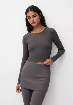 Футболка с длинным рукавом Basic PULL&BEAR, цвет dark grey