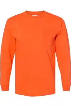 Футболка с длинным рукавом Bayside USA-Made с карманом, оранжевый