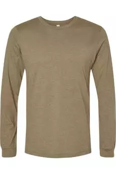 Футболка с длинным рукавом BELLA + CANVAS Heather CVC, цвет heather olive