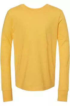 Футболка с длинным рукавом BELLA + CANVAS Youth Heather CVC, цвет heather yellow gold