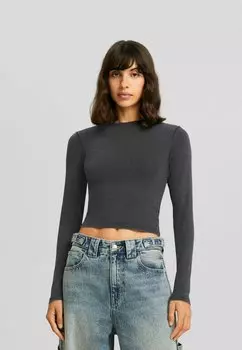 Футболка с длинным рукавом Bershka, серая