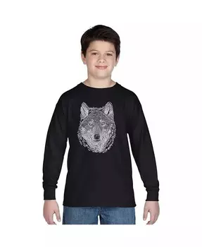 Футболка с длинным рукавом Big Boy's Word Art — Волк La Pop Art, синий