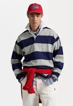 Футболка с длинным рукавом BIG FIT STRIPED JERSEY RUGBY SHIRT Polo Ralph Lauren, темно-синий
