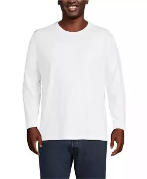 Футболка с длинным рукавом Big & Tall Super-T Lands' End, белый