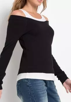 Футболка с длинным рукавом bonprix, schwarz