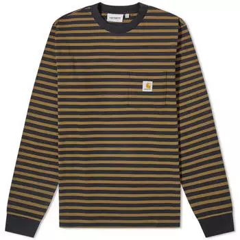 Футболка с длинным рукавом Carhartt Wip Seidler Stripe Pocket, желто-коричневый/черный