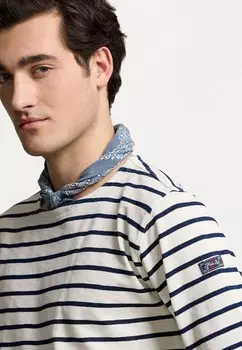Футболка с длинным рукавом CLASSIC FIT STRIPED SLUB JERSEY SHIRT Ralph Lauren, белый
