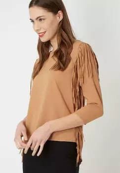 Футболка с длинным рукавом CON FLECOS EN LOS HOMBROS LOVE & MONEY, верблюд