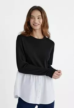 Футболка с длинным рукавом Contrasting Stradivarius, черный