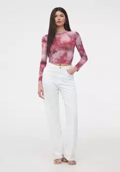 Футболка с длинным рукавом CROP IN TIE-DYE CON SCRITTE Terranova, фуксия