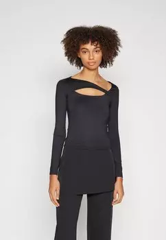 Футболка с длинным рукавом CUTOUT Gina Tricot, черная