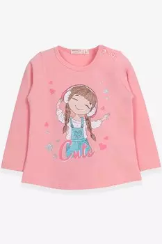 Футболка с длинным рукавом для девочек Cute Girl с принтом лосося (1–3 года) Breeze