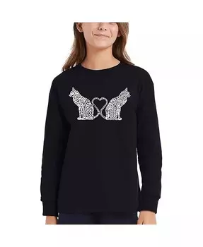 Футболка с длинным рукавом для девочек «Кошачий хвост» и сердечками Word Art La Pop Art, черный