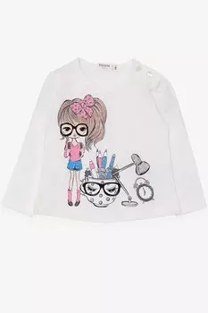 Футболка с длинным рукавом для девочек Painter Girl с принтом цвета экрю (для детей 1–4 лет) Breeze
