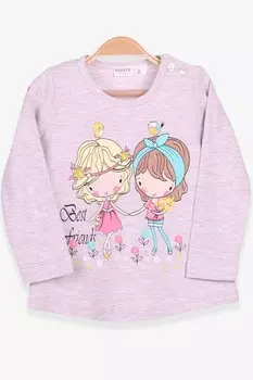 Футболка с длинным рукавом для девочек с принтом «Бежевый меланж» (1–4 года) Breeze, светло-бежевый