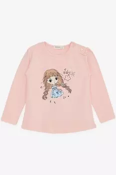 Футболка с длинным рукавом для девочек с цветочным принтом лосося (возраст 1–4 лет) Breeze