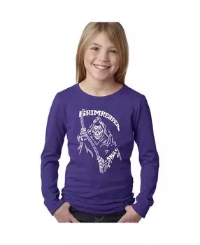 Футболка с длинным рукавом для девочек с надписью «Мрачный жнец» LA Pop Art