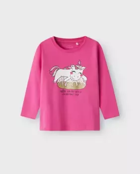 Футболка с длинным рукавом для девочки name it, розовый