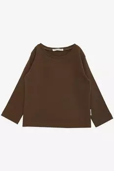 Футболка с длинным рукавом для мальчика, базовая коричневая (1–4 года) Breeze