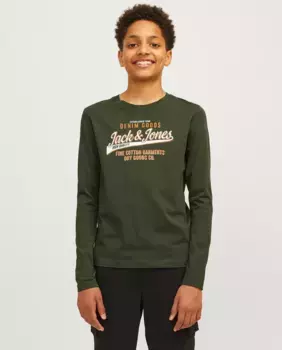 Футболка с длинным рукавом для мальчика Jack & Jones, темно-зеленый
