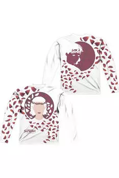 Футболка с длинным рукавом для взрослых из полиэстера «Леденящие душу приключения Сабрины» с принтом «Терновый венец» (спереди/сзади) Gildan, белый