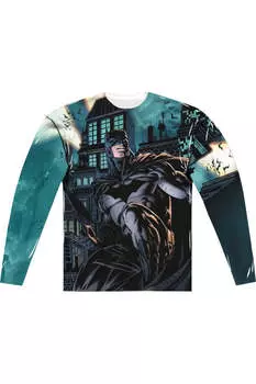 Футболка с длинным рукавом для взрослых из полиэстера «Бэтмен идет за тобой» (принт спереди/сзади) Gildan, белый