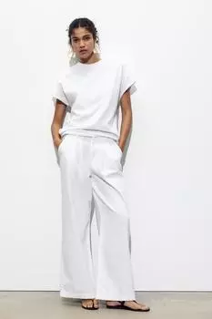 Футболка с длинным рукавом dolman ZARA, белый