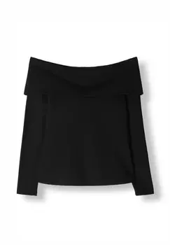 Футболка с длинным рукавом Effie Ls Off-Shoulder Selected, zwart