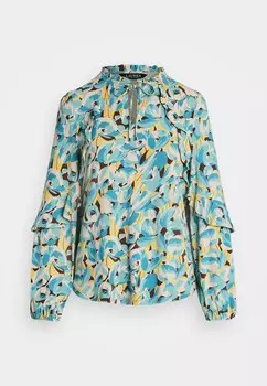 Футболка с длинным рукавом FLORAL RUFFLE TRIM JERSEY TIE NECK TOP Ralph Lauren, кремовый