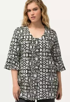 Футболка с длинным рукавом GEOMETRIC PRINT TRUMPET SLEEVE Ulla Popken, черный