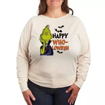 Футболка с длинным рукавом Happy Wholoween от Dr Seuss плюс сайз из французского терри Licensed Character, бежевый